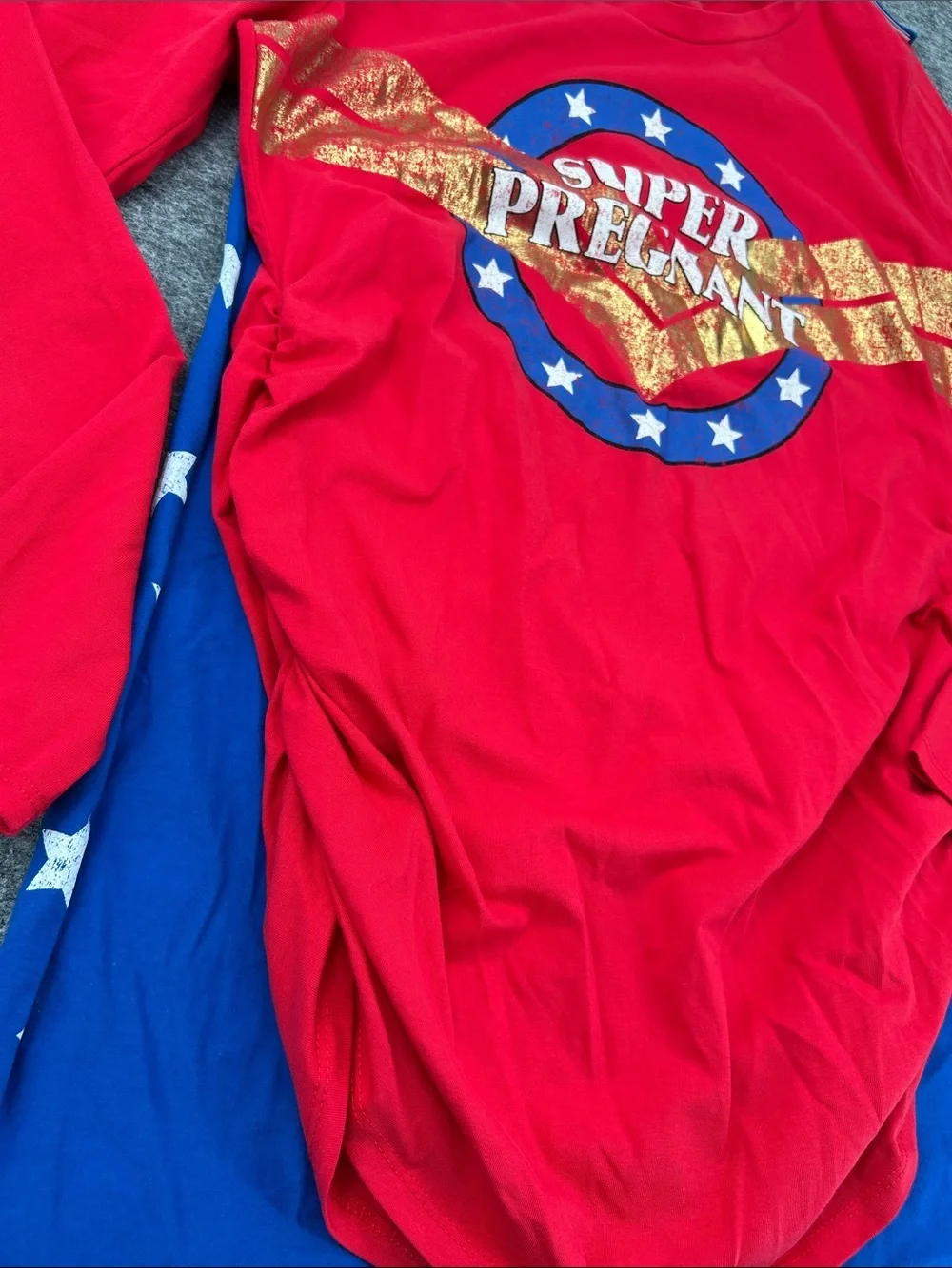 Motherhood DC Comics Superman Super Pregnant Maternity Costume Set Cape Sz M&L